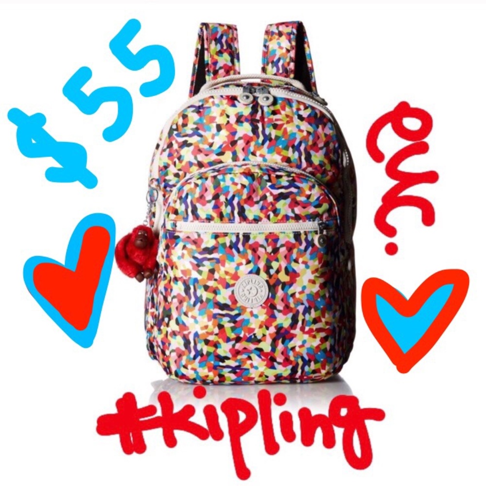 🌈EUC Kipling Multi Splatter Seoul Backpack🌈